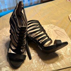 Elegant Black Strappy Women's Heels